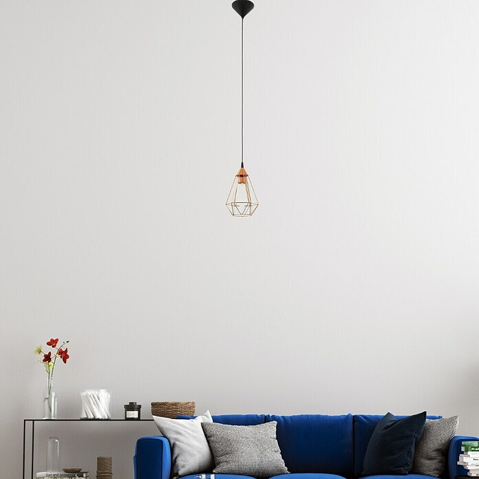 Eglo Tarbes Pendelleuchte Tarbes (60 W, Kupfer/Schwarz, Ø x H: 17,5 x 110 cm)