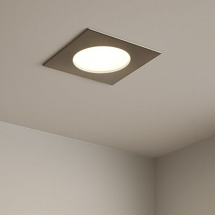 Eglo Foco downlight LED empotrable Pineda 95863 (12 W, Color de luz: Blanco cálido, L x An: 102 x 102 mm, Color: Níquel mate)