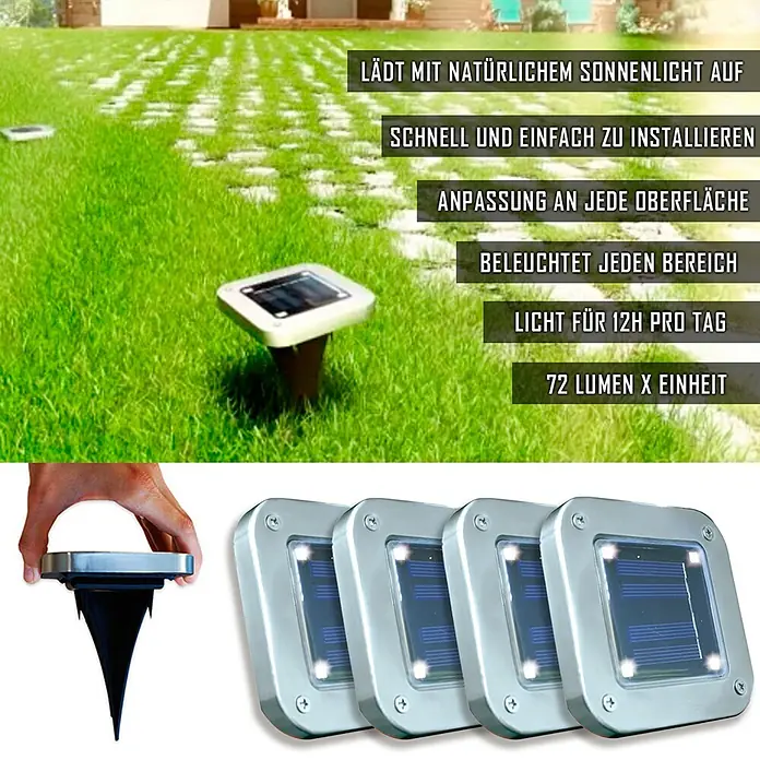Starlyf Solarleuchten-Set - L x B x H: 2 x 10 x 10 cm, Silber, IP44, 72 lm - Bild von Solarleuchten für den Außenbereich.