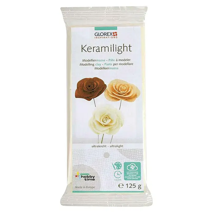 Glorex Modelliermasse Keramilight - Weiß, 125 g - Packung Keramilight Modelliermasse von GLOREX Inspirations, ideal für kreative Modellierprojekte.