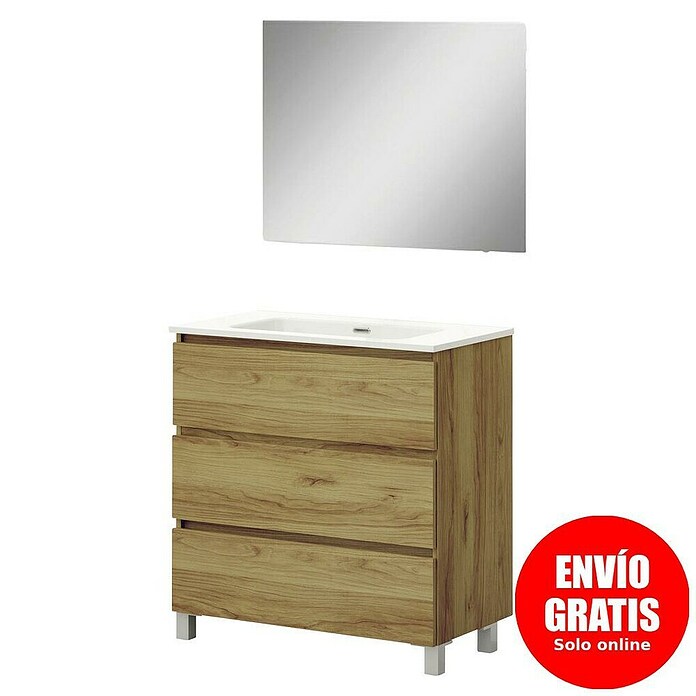Conjunto de mueble de baño Inter (Ancho: 80 cm, Roble, 3 pzs.) | BAUHAUS