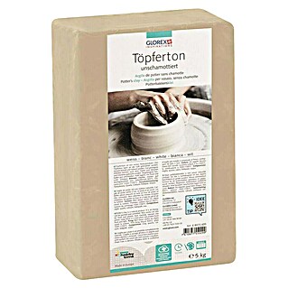 Glorex Töpferton Unschamottiert (Weiß, 5 kg)