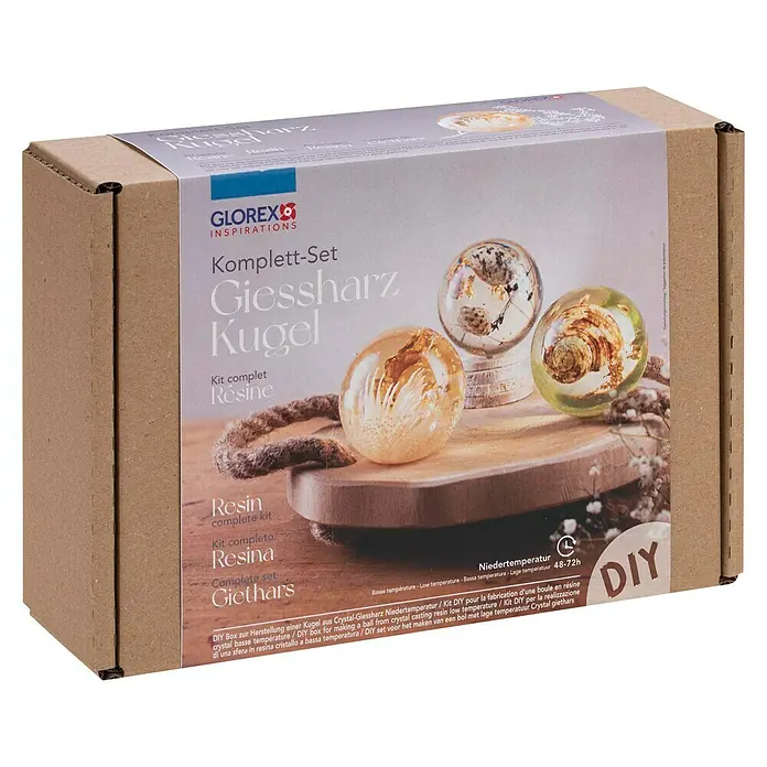 Glorex Bastel-Set Giessharz Kugel - 10 -tlg. - DIY Set zur Herstellung einer Kristall-Giessharz Kugel. Das Set enthält alles, was man für die Herstellung benötigt.