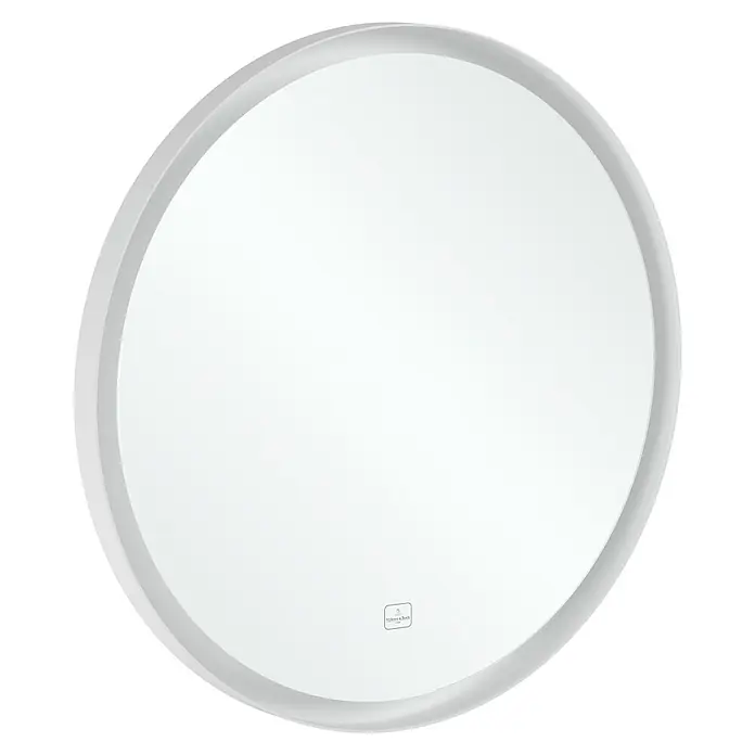 Villeroy & Boch Subway 3.0 Lichtspiegel - Durchmesser: 71,2 cm, White Matt - Runder Villeroy & Boch Spiegel mit schlichtem, weißem Rahmen, ideal für moderne Badezimmerdesigns.