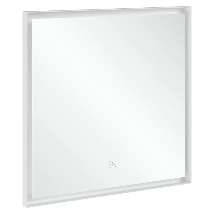 Villeroy & Boch Subway 3.0 Lichtspiegel - 80 x 75 cm, White Matt - Ein stilvoller, rechteckiger Villeroy & Boch Spiegel mit eleganter Beleuchtung für ein modernes Badezimmerdesign.