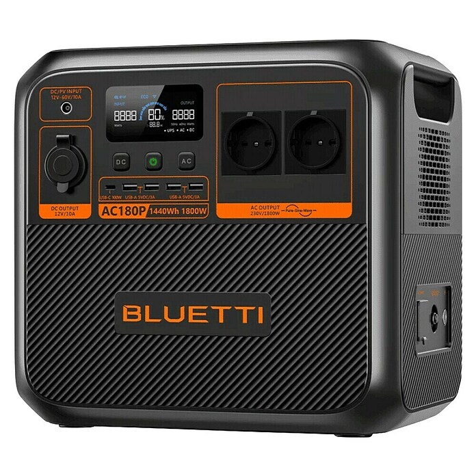 Bluetti Powerstation AC180P (1 440 Wh, Schwarz) | BAUHAUS