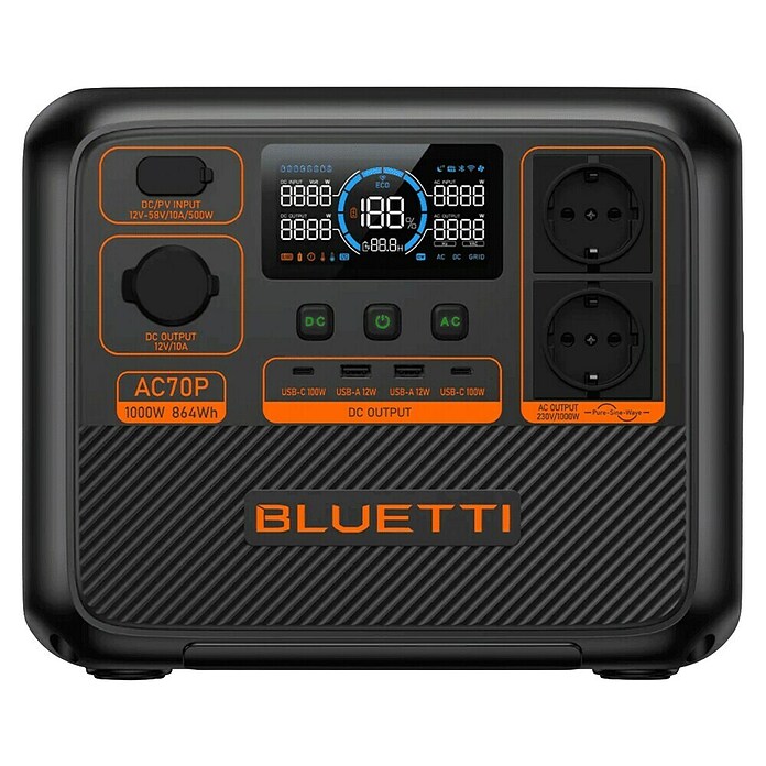 Bluetti Powerstation P-AC70P (864 Wh, Schwarz) | BAUHAUS