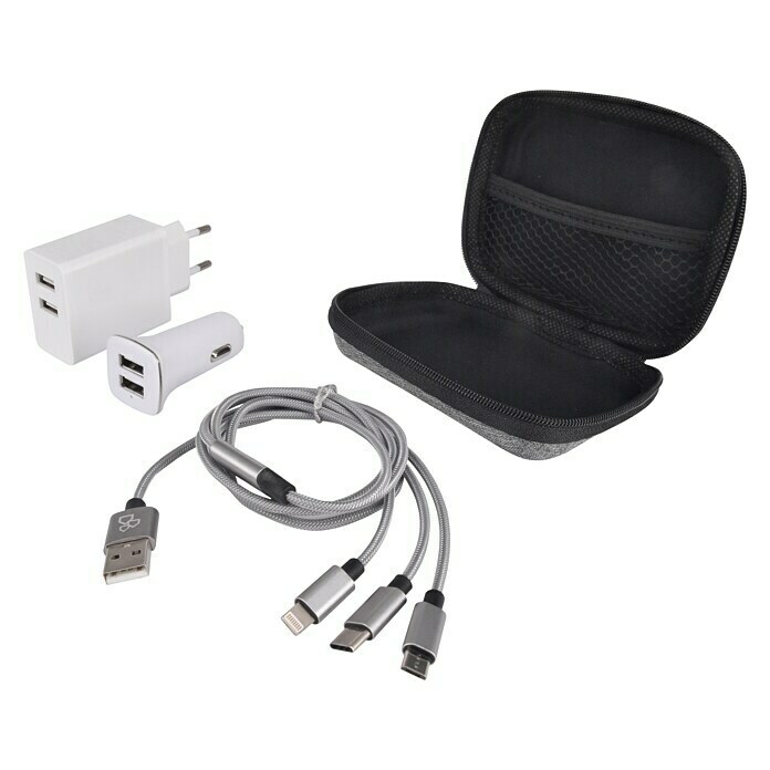 BAUHAUS USB-Reisestecker (USB A-Stecker, USB C-Stecker, USB Micro-Stecker, Lightning-Stecker)