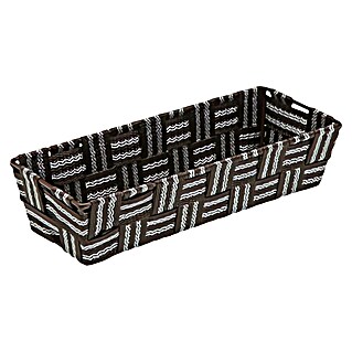 Cesta para el baño alargada (L x An x Al: 25 x 10 x 6 cm, Tela, Marrón oscuro)