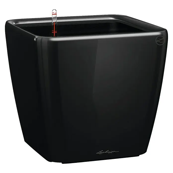 Lechuza Pflanzkasten Quadro Premium - Außenmaß (L x B x H): 43 x 43 x 39 cm, Kunststoff, Schwarz - Schwarzer Lechuza Classico Pflanzkübel mit Wasserstandsanzeige für stilvolle Innenraumbegrünung.