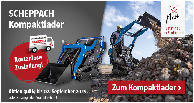 Aktion Scheppach Kompaktlader versandkostenfrei bis 02.09.2025