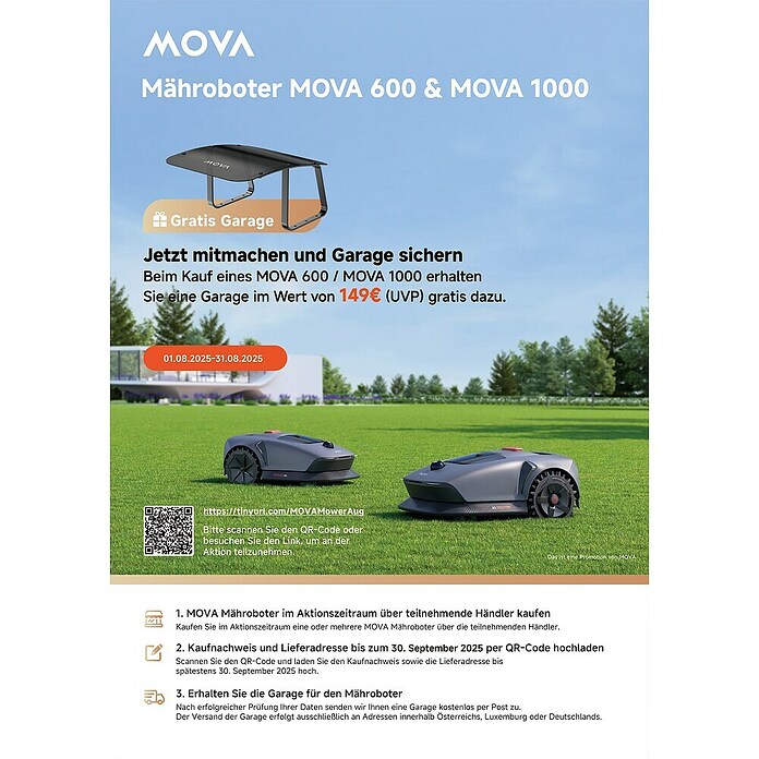 Dreame Mova Mähroboter 1000 (1.000 m², Schnittbreite: 20 cm, Laser-gestützte Navigation, LiDAR) | BAUHAUS