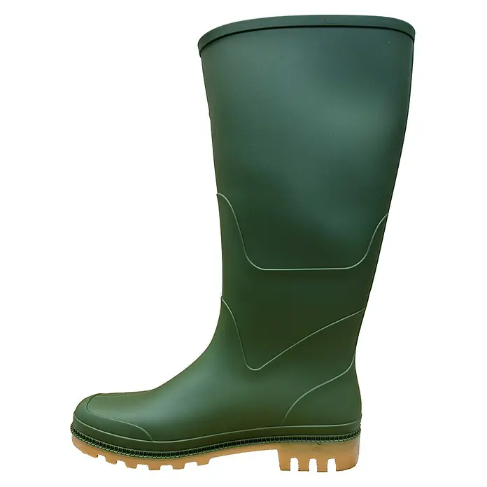 Gummistiefel - Schuhgröße: 44, Grün, Kniehoch - Grüner Gummistiefel mit profilierter Sohle für den Einsatz bei nassem Wetter und im Garten. Praktischer und robuster Schuh für Outdoor-Aktivitäten.