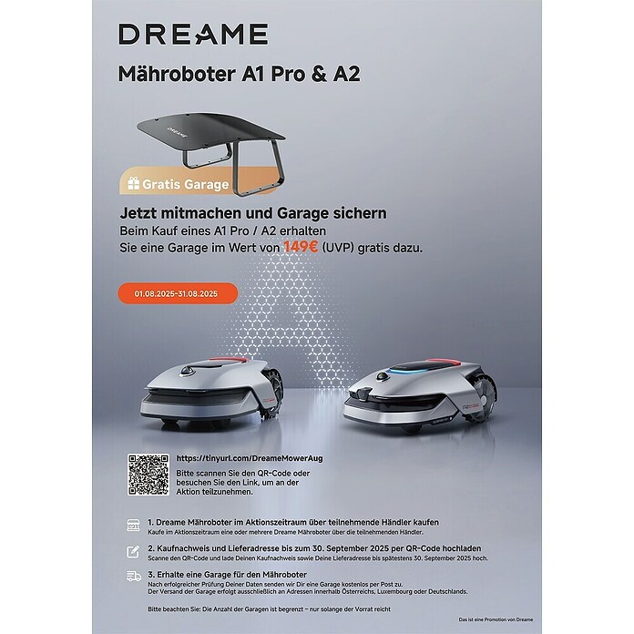 Dreame Mähroboter A1 Pro (2.000 m², Schnittbreite: 22 cm, Laser-gestützte Navigation, LiDAR) | BAUHAUS