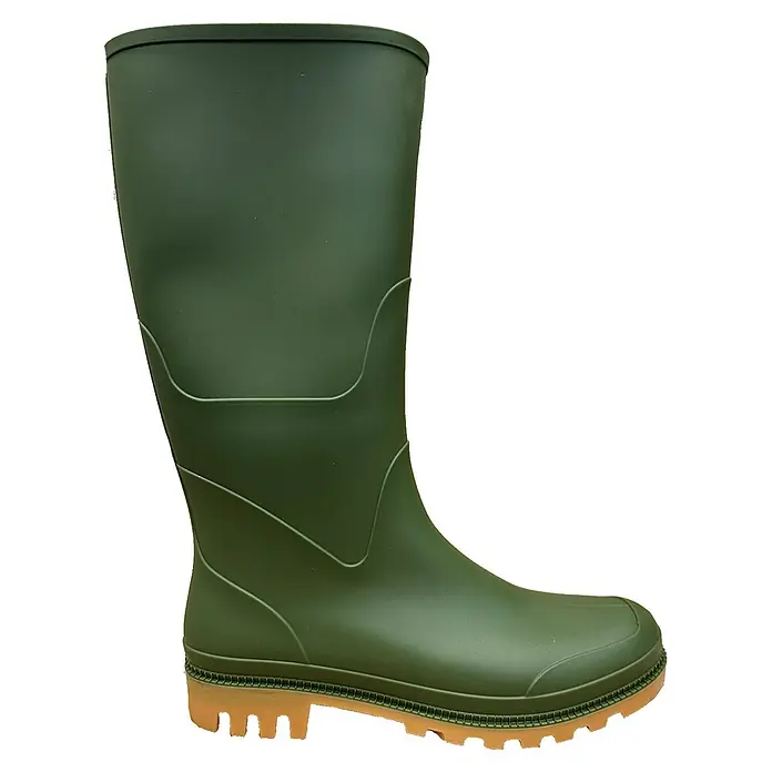 Gummistiefel - Schuhgröße: 44, Grün, Kniehoch - Olivgrüner Gummistiefel mit markanter Profilsohle, ideal für Gartenarbeit und Outdoor-Aktivitäten.