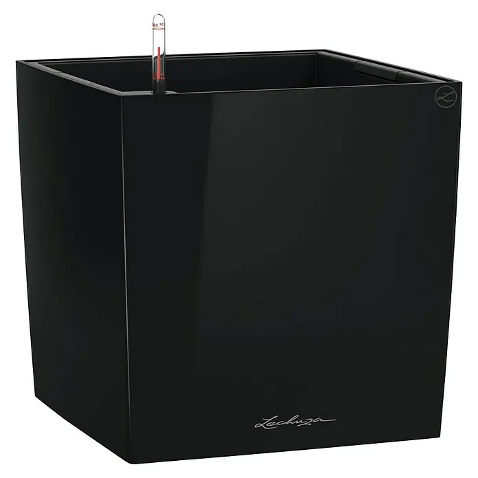 Lechuza Cube Pflanzkübel eckig Premium - Außenmaß (L x B x H): 49 x 49 x 49,5 cm, Kunststoff, Schwarz - Schwarzer Lechuza Pflanzkasten mit Wasserstandsanzeiger für den Innen- und Außenbereich. Stilvolles Design für Pflanzenliebhaber.