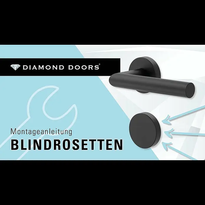 Diamond Doors Zimmertürgarnitur L-Form Premium Smart2Lock links - Stärke Tür: 38 mm - 45 mm, L-Form, Schwarz, DIN Anschlag: Links, Passend für: Türen ohne Schlüssellochbohrung, Türen mit Schlüssellochbohrung benötigen zusätzlich eine Blindrosette - Diamond Doors Montagevideo Blindrosetten