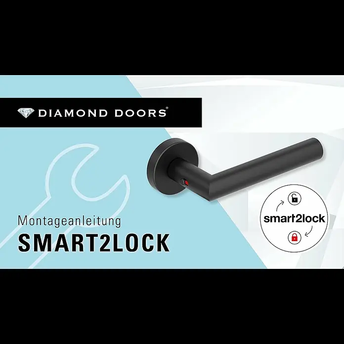 Diamond Doors Zimmertürgarnitur L-Form Premium Smart2Lock links - Stärke Tür: 38 mm - 45 mm, L-Form, Schwarz, DIN Anschlag: Links, Passend für: Türen ohne Schlüssellochbohrung, Türen mit Schlüssellochbohrung benötigen zusätzlich eine Blindrosette - Diamond Doors Montagevideo smart2lock