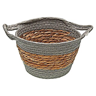 Cesta redonda (Gris, Con asa)