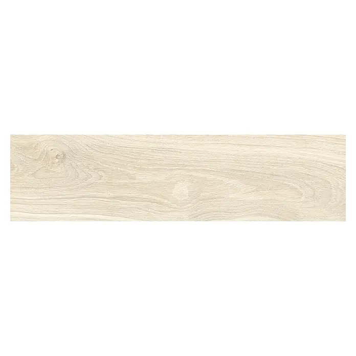 Steingutfliese Legno Natural Avorio - 60 x 15 cm, Beige, Matt - Helle Holzplanke mit Maserung. Perfekt für Bodenbeläge oder Wandverkleidungen, die eine warme und natürliche Atmosphäre schaffen.
