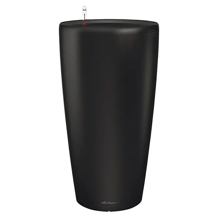 Lechuza Pflanzsäule rund Rondo Premium - Außenmaß (Ø x H): 32,5 x 56,5 cm, Kunststoff, Schwarz Matt - Elegante, hohe, schwarze Pflanzsäule mit Wasserstandsanzeige für den Innen- und Außenbereich. Perfekt für stilvolle Pflanzenarrangements.