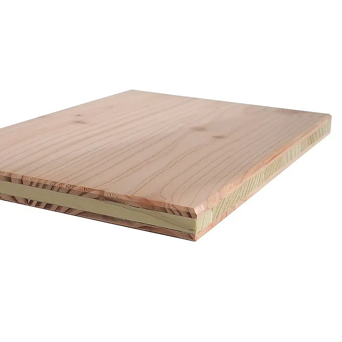 elka 3-Schichtplatte Vita - Douglasie, 2.500 x 1.015 x 19 mm - Das Bild zeigt eine hellbraune Holzplatte mit hellen Holzmaserungen, die die natürliche Schönheit des Holzes hervorheben.
