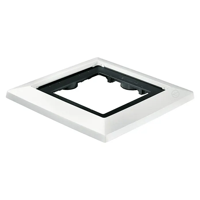 Lechuza Pflanzenroller Quadratisch - L x B x H: 41 x 41 x 4,5 cm, Kunststoff, Weiß - Nahaufnahme eines quadratischen, weißen Deckenauslasses mit einem schwarzen, rautenförmigen Einsatz in der Mitte, der für eine moderne Optik sorgt.