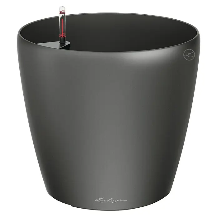 Lechuza Classico Pflanztopf - Außenmaß (Ø x H): 70 x 64,5 cm, Kunststoff, Anthrazit Metallic - Grauer Lechuza Blumentopf mit Wasserstandsanzeige, ideal für Innenräume, stilvolles Design.