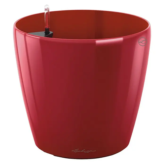 Lechuza Classico Pflanztopf - Außenmaß (Ø x H): 70 x 64,5 cm, Kunststoff, Scarlet Rot, Glänzend - Roter Lechuza Blumentopf mit integriertem Bewässerungssystem. Der Topf ist glänzend und hat ein modernes Design, ideal für Zimmerpflanzen.