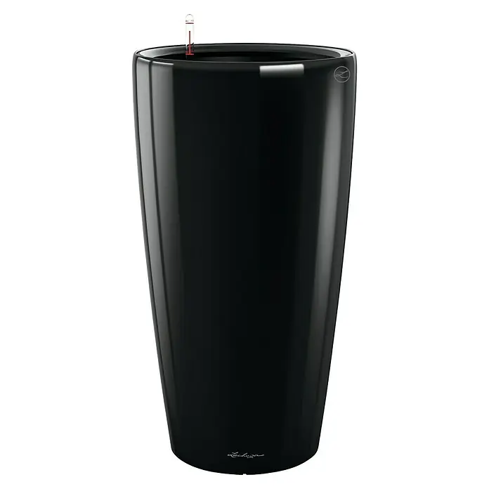 Lechuza Pflanzsäule rund Rondo Premium - Außenmaß (Ø x H): 40 x 75 cm, Kunststoff, Schwarz Glänzend - Schwarzer LECHUZA Classico 43 Pflanzkübel in glänzender Ausführung, ideal für stilvolle Innenraumbegrünung und ausgestattet mit Wasserstandsanzeige.