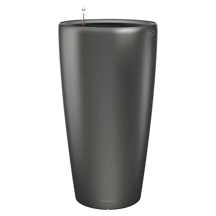 Lechuza Pflanzsäule rund Rondo Premium - Außenmaß (Ø x H): 40 x 75 cm, Kunststoff, Anthrazit Metallic - Schwarzer Pflanzkübel aus Kunststoff mit Füllstandsanzeige und modernem Design für den Innen- und Außenbereich.