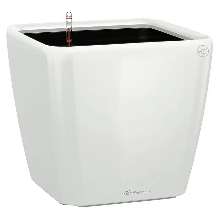 Lechuza Pflanzkasten Quadro Premium - Außenmaß (L x B x H): 50 x 50 x 46,5 cm, Kunststoff, Weiß - Bild eines weißen Lechuza Pflanzgefäßes, das ein stilvolles Design und Funktionalität für Zimmer- und Gartengestaltung vereint.