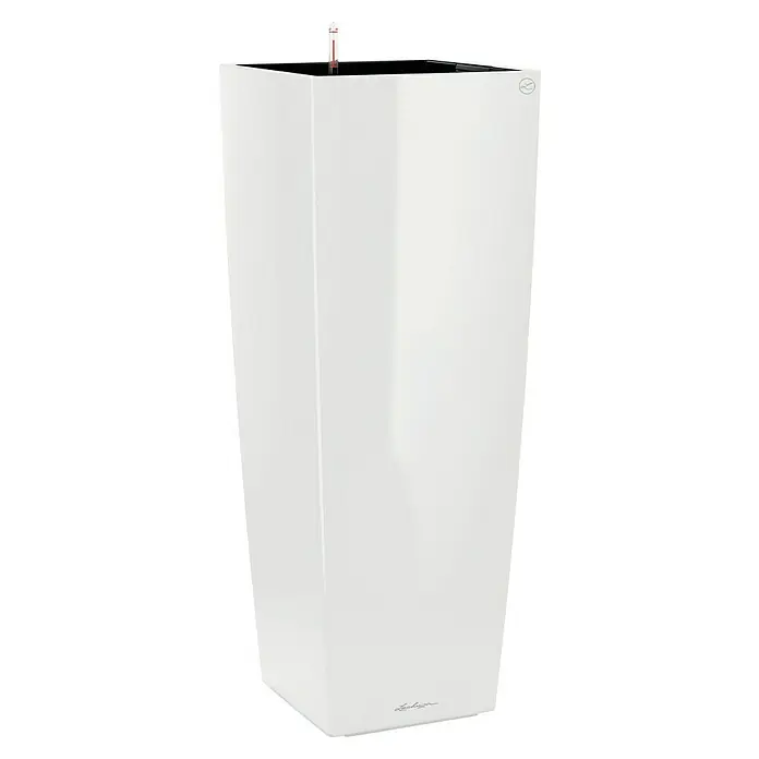 Lechuza Pflanzsäule eckig Cubico Alto - Außenmaß (L x B x H): 39,5 x 39,5 x 105 cm, Kunststoff, Weiß - Ein hoher, schlanker, weißer Pflanzkübel von Lechuza mit einem Wasserstandsanzeiger, ideal für den Innen- und Außenbereich, um Pflanzen stilvoll zu präsentieren.