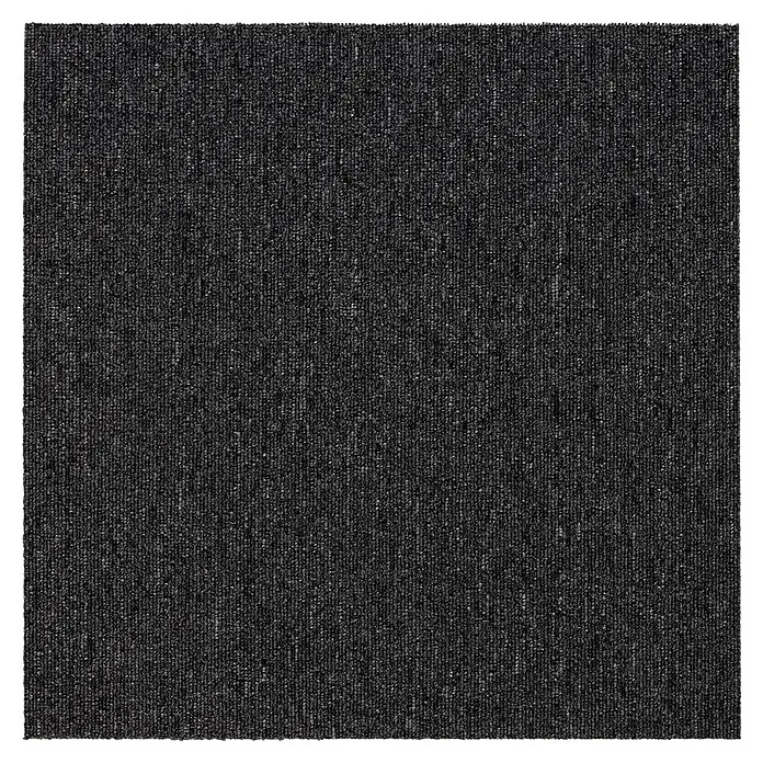 Teppichfliese Rapido - Schlinge, 100% Polypropylen, Anthrazit - Nahaufnahme eines quadratischen Teppichfliesenmusters in dunklen Grautönen mit feiner Textur für Bodenbeläge.