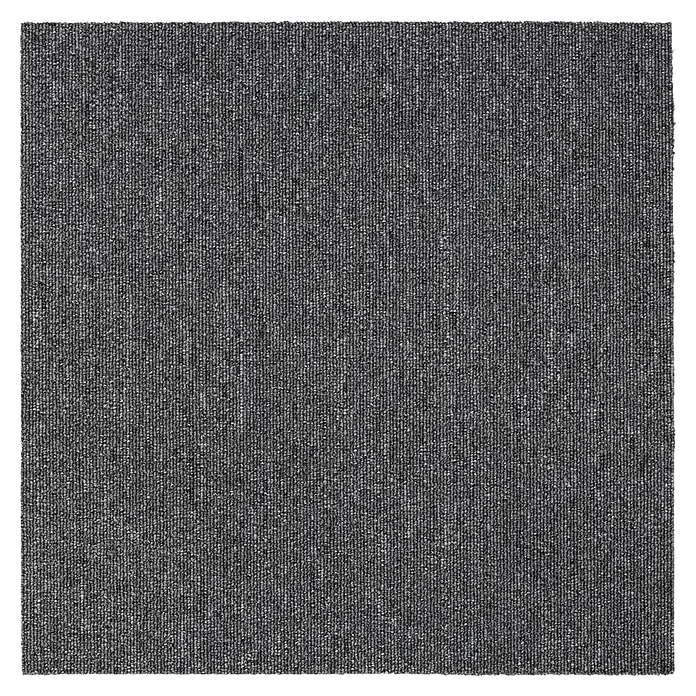 Teppichfliese Rapido - Schlinge, 100% Polypropylen, Grau - Nahaufnahme eines dunkelgrauen Teppichbodens mit feiner, linearer Textur, ideal für moderne Innenräume.