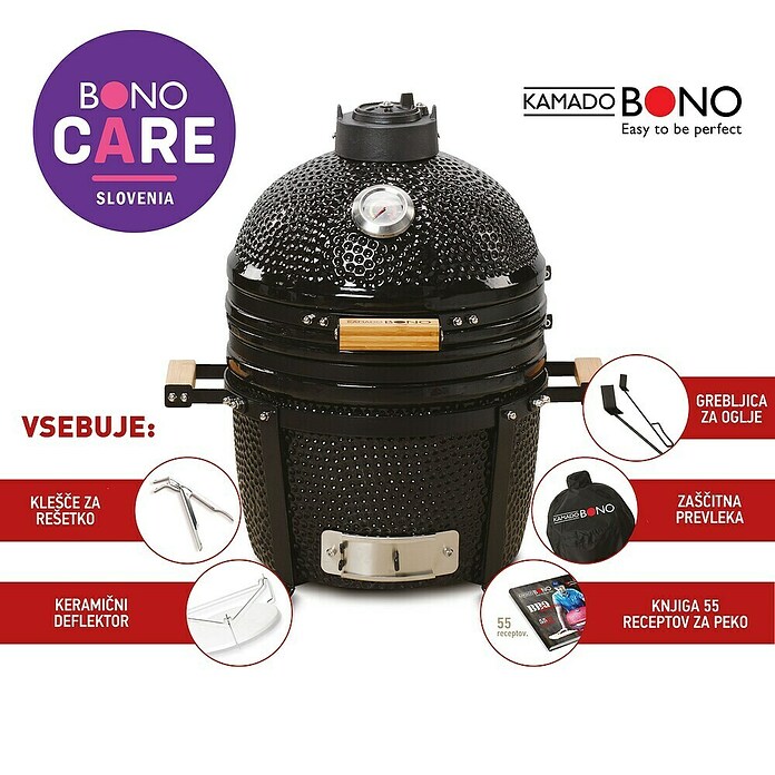 Kamado Bono Žar na oglje Minimo  (Premer površine za peko: 34 cm, Črna) | 8312 - Holzkohlegrill Marke | ICGA - Grillgeräte | ICG - Grillgeräte / Grillzubehör | IC - Freizeit im Garten | I - Stadtgarten | BAUHAUS