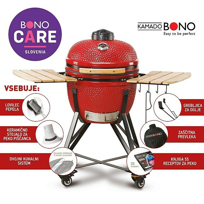 Kamado Bono Žar na oglje Media  (Premer površine za peko: 43 cm, Rdeča) | 8312 - Holzkohlegrill Marke | ICGA - Grillgeräte | ICG - Grillgeräte / Grillzubehör | IC - Freizeit im Garten | I - Stadtgarten | BAUHAUS