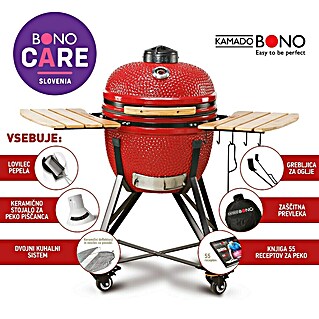 Kamado Bono Žar na oglje Media (Premer površine za peko: 43 cm, Rdeča)
