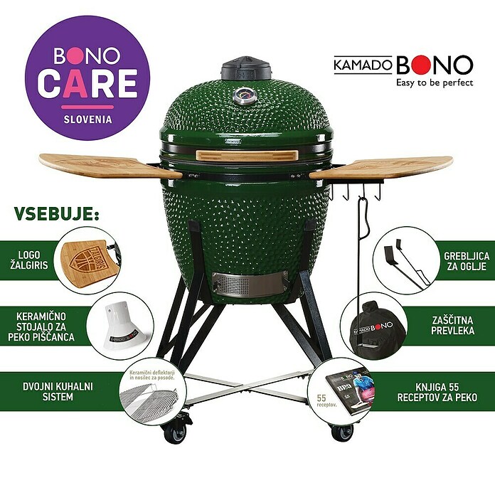 Kamado Bono Žar na oglje Žalgiris  (Premer površine za peko: 47 cm, Zelena) | 8312 - Holzkohlegrill Marke | ICGA - Grillgeräte | ICG - Grillgeräte / Grillzubehör | IC - Freizeit im Garten | I - Stadtgarten | BAUHAUS