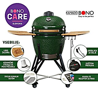 Kamado Bono Žar na oglje Žalgiris (Premer površine za peko: 47 cm, Zelena)