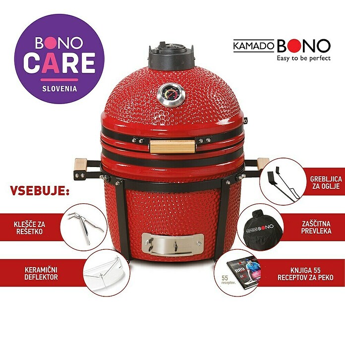 Kamado Bono Žar na oglje Minimo  (Premer površine za peko: 34 cm, Rdeča) | 8312 - Holzkohlegrill Marke | ICGA - Grillgeräte | ICG - Grillgeräte / Grillzubehör | IC - Freizeit im Garten | I - Stadtgarten | BAUHAUS