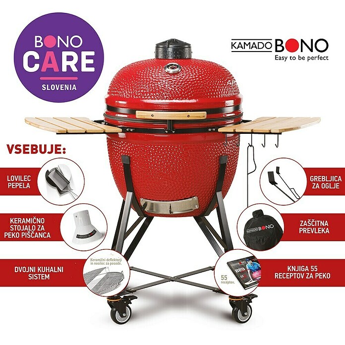 Kamado Bono Žar na oglje Grande Limited  (Premer površine za peko: 56 cm, Rdeča) | 8312 - Holzkohlegrill Marke | ICGA - Grillgeräte | ICG - Grillgeräte / Grillzubehör | IC - Freizeit im Garten | I - Stadtgarten | BAUHAUS