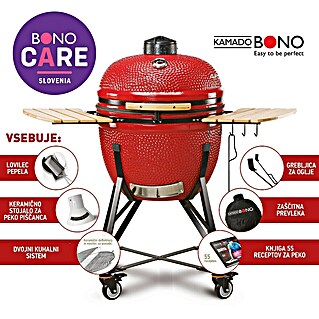 Kamado Bono Žar na oglje Grande Limited (Premer površine za peko: 56 cm, Rdeča)