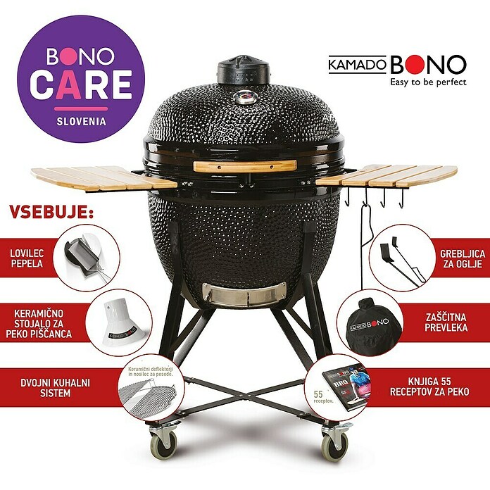 Kamado Bono Žar na oglje Grande Limited  (Premer površine za peko: 56 cm, Črna) | 8312 - Holzkohlegrill Marke | ICGA - Grillgeräte | ICG - Grillgeräte / Grillzubehör | IC - Freizeit im Garten | I - Stadtgarten | BAUHAUS