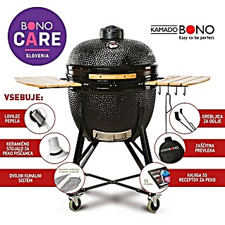 Kamado Bono Žar na oglje Grande Limited (Premer površine za peko: 56 cm, Črna)