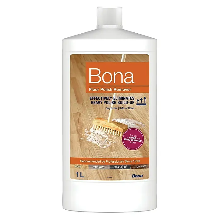 Bona Polish-Entferner Floor Polish Remover - 1 l, Flasche - Flasche Bona Bodenpolitur Entferner, 1 Liter. Empfohlen für Holz- und Hartböden, entfernt effektiv Politurablagerungen.