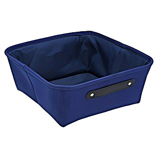 Cesta de tela (L x An x Al: 32,5 x 32,5 x 13,5 cm, Azul, Tela)