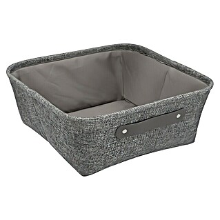 Cesta de tela (L x An x Al: 32,5 x 32,5 x 13,5 cm, Gris oscuro, Tela)