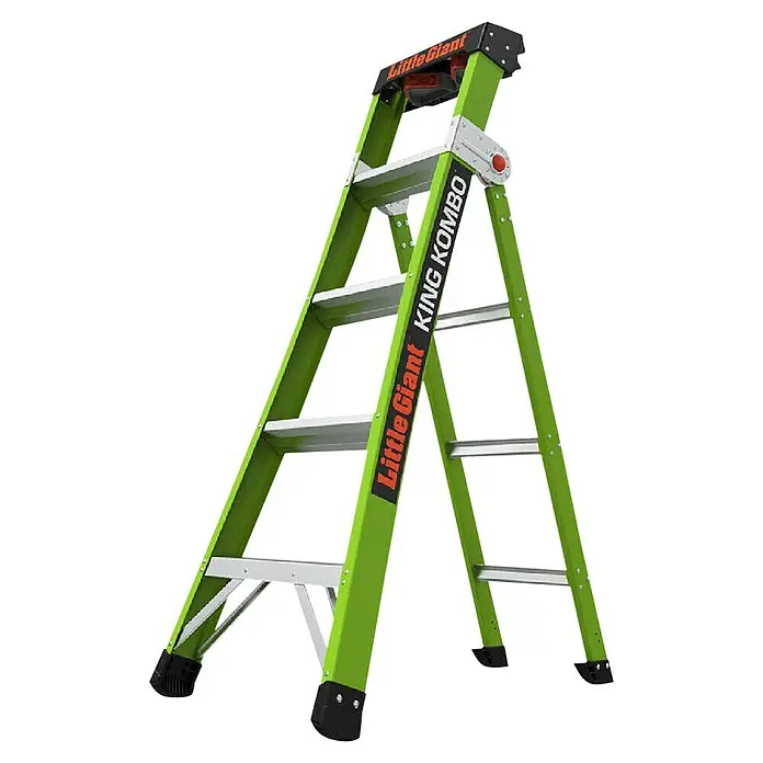 Little Giant Mehrzweckleiter 5+4 STUFEN - Anzahl Tritte: 9 Stk., Arbeitshöhe: 3,45 m, Verbundwerkstoff - Eine grüne Little Giant King Kombo Leiter, die für verschiedene Aufgaben entwickelt wurde. Sie ist robust und vielseitig für den täglichen Gebrauch.