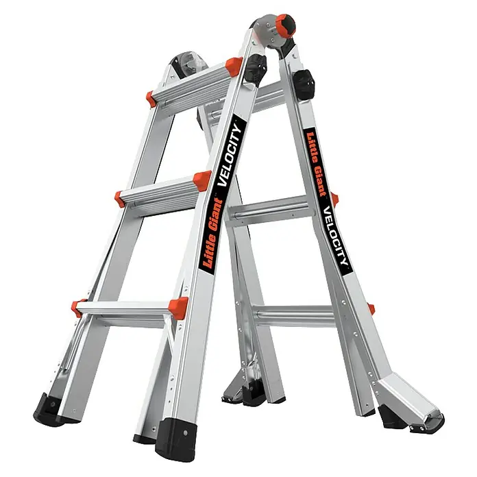 Little Giant Mehrzweckleiter VELOCITY 4X5 - Anzahl Tritte: 20 Stk., Arbeitshöhe: 6,73 m, Aluminium - Das Little Giant Velocity ist eine vielseitige Mehrzweckleiter, die sich an verschiedene Höhen und Aufgaben anpassen lässt.